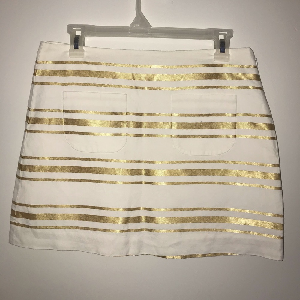 J Crew Metallic Striped Skirt Sz 4